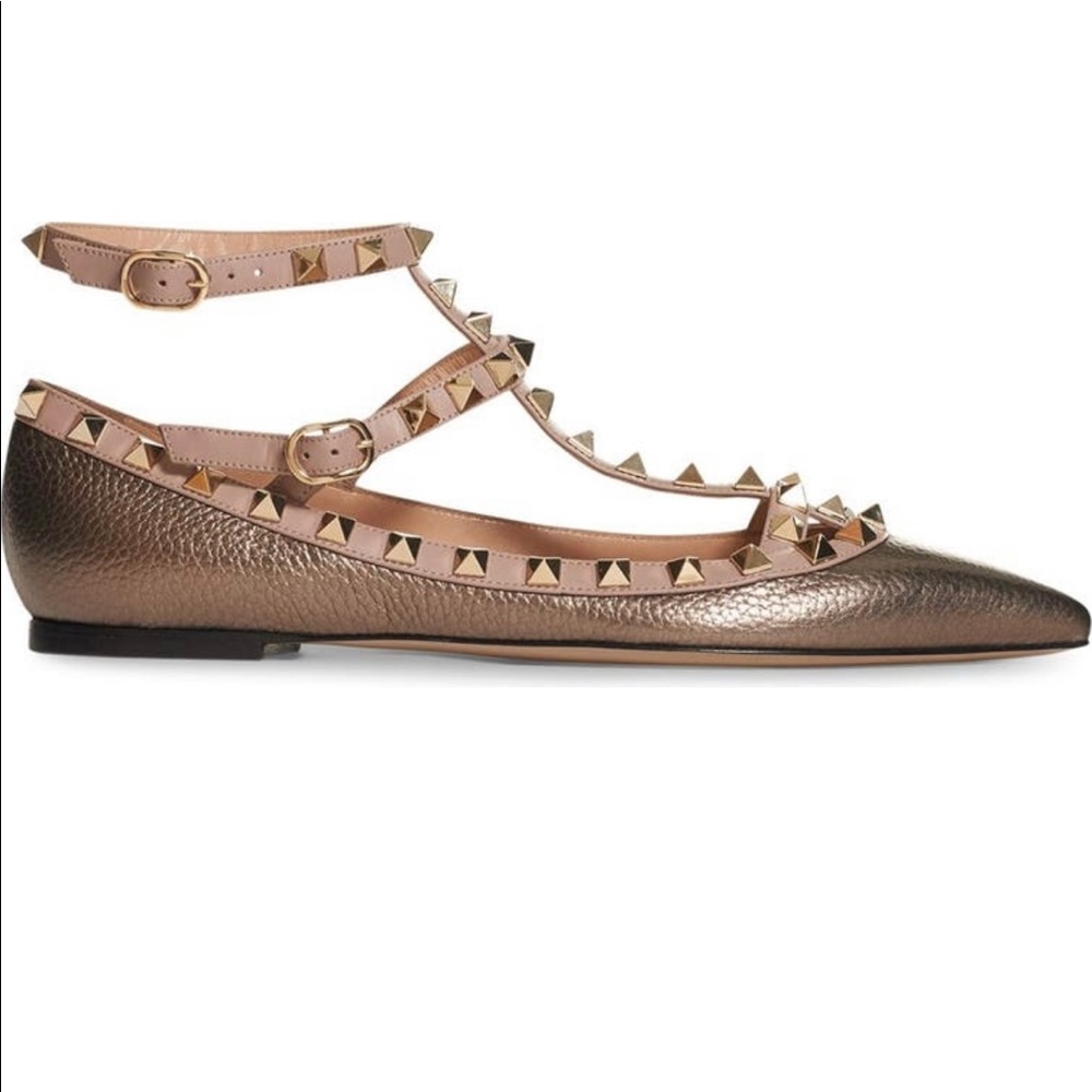 VALENTINO ROCKSTUD LEATHER FLATS - Picture 15 of 16